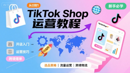 TikTok Shop从0到1运营教程，TikTok跨境电商新手必学课程|宝妈创业网