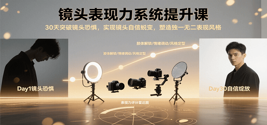 镜头表现力系统提升课，30天突破镜头恐惧实现自信蜕变，塑造独一无二表现风格|宝妈创业网