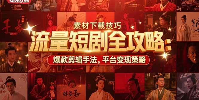 （15431期）流量短剧全攻略：素材下载技巧，爆款剪辑手法，平台变现策略|宝妈创业网