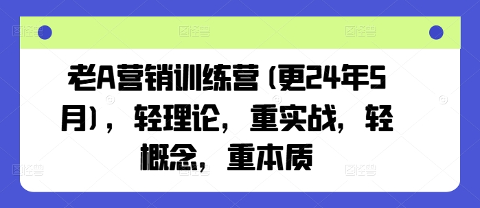 老A营销训练营(更25年7月)，轻理论，重实战，轻概念，重本质|宝妈创业网