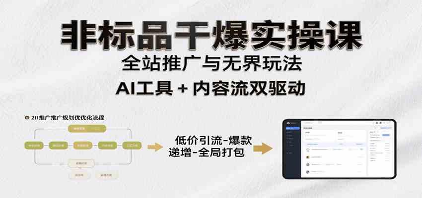 非标品干爆实操课：含多案例及操盘方法，从选品到推广、成交，助力打造爆款实现盈利|宝妈创业网